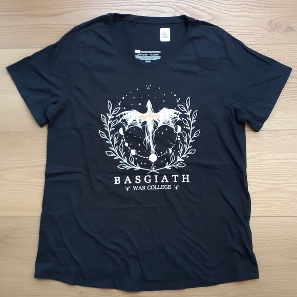 Basgiath War College - Dragon Wings Logo - New Women's 1X Black T-Shirt - Picture 1 of 4